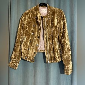 We The Free People Dusk Til Dawn Jacket Velvet Moto Warm Tobacco